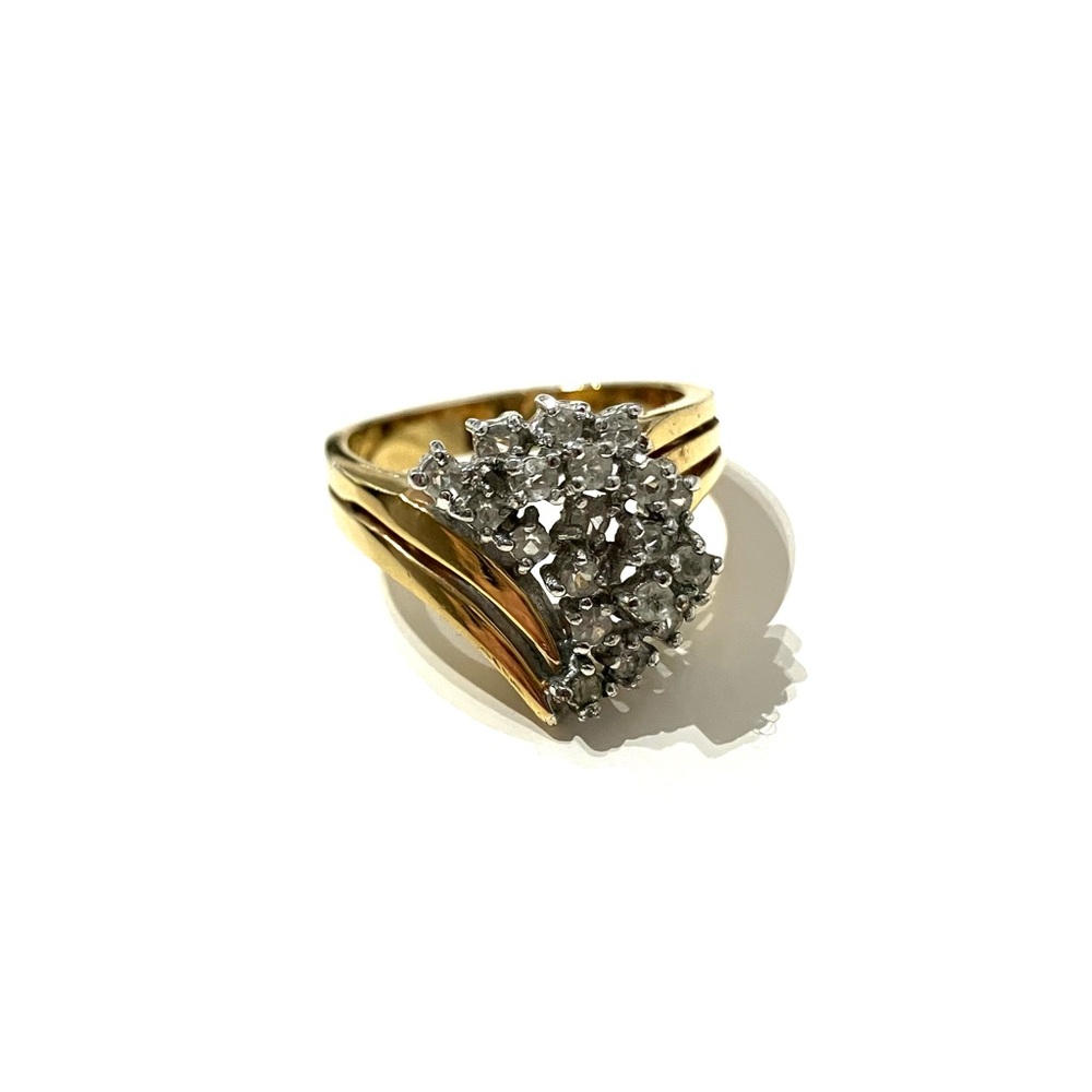Vintage Gold Tone Cluster CZ Ring